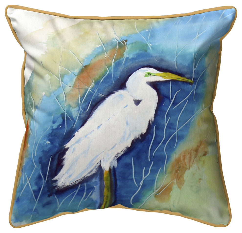 Great Egret Right Large Indoor/Outdoor Pillow 18x18