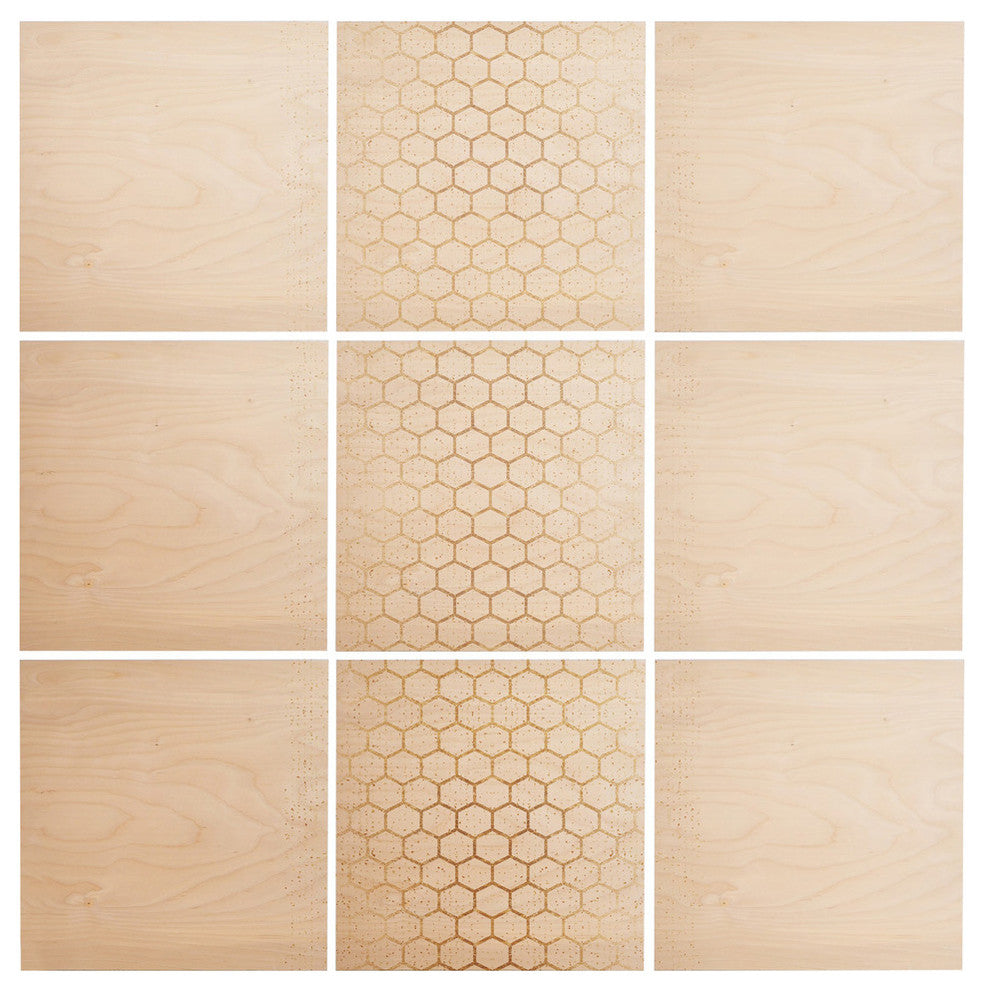 Deny Designs Holli Zollinger Gold Honeycomb Wood Wall Mural, 3'x3'