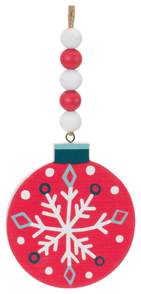 Wood Beaded Snowflake Ornament, 12-Piece Set