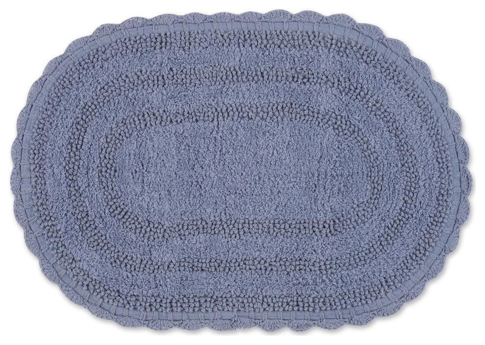 Stonewash Blue Small Oval Crochet Bath Mat