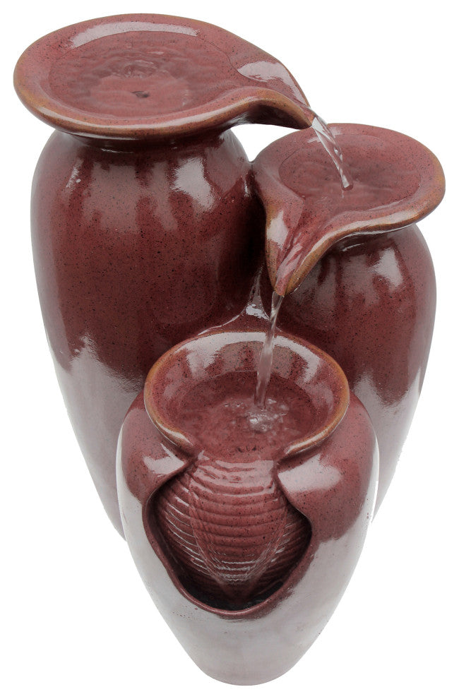 Outdoor Cascading Jars Waterfall Fountain Red