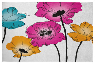 Popping Poppies Spring Chenille Rug, Pink, 2'x3'