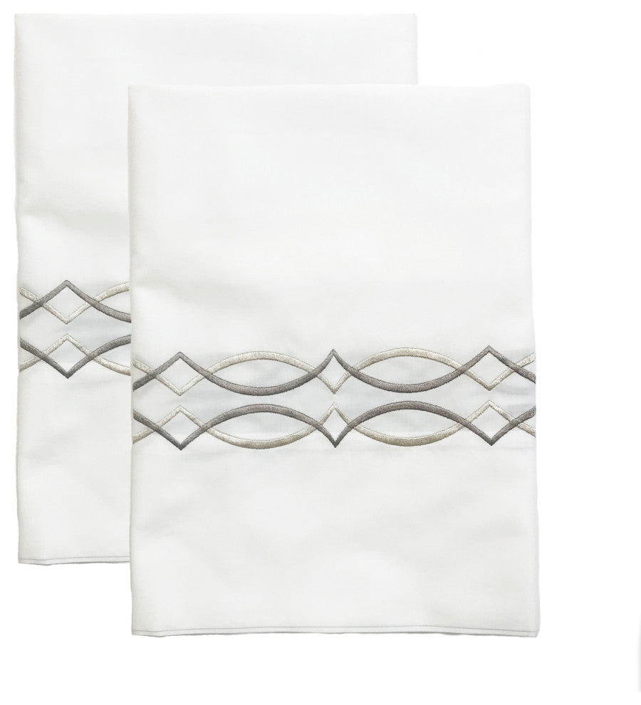 Azure Pillowcases, Set of 2, White, Beige, King