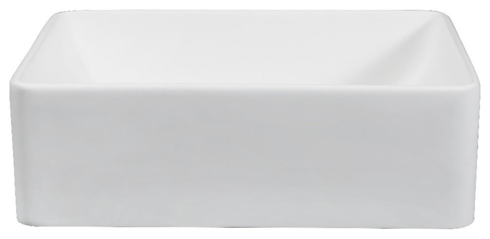 Fauceture Solid Surface White Stone Vessel Sink, Matte White
