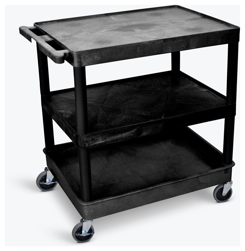 Luxor 3-Shelf Large Black Tub Cart