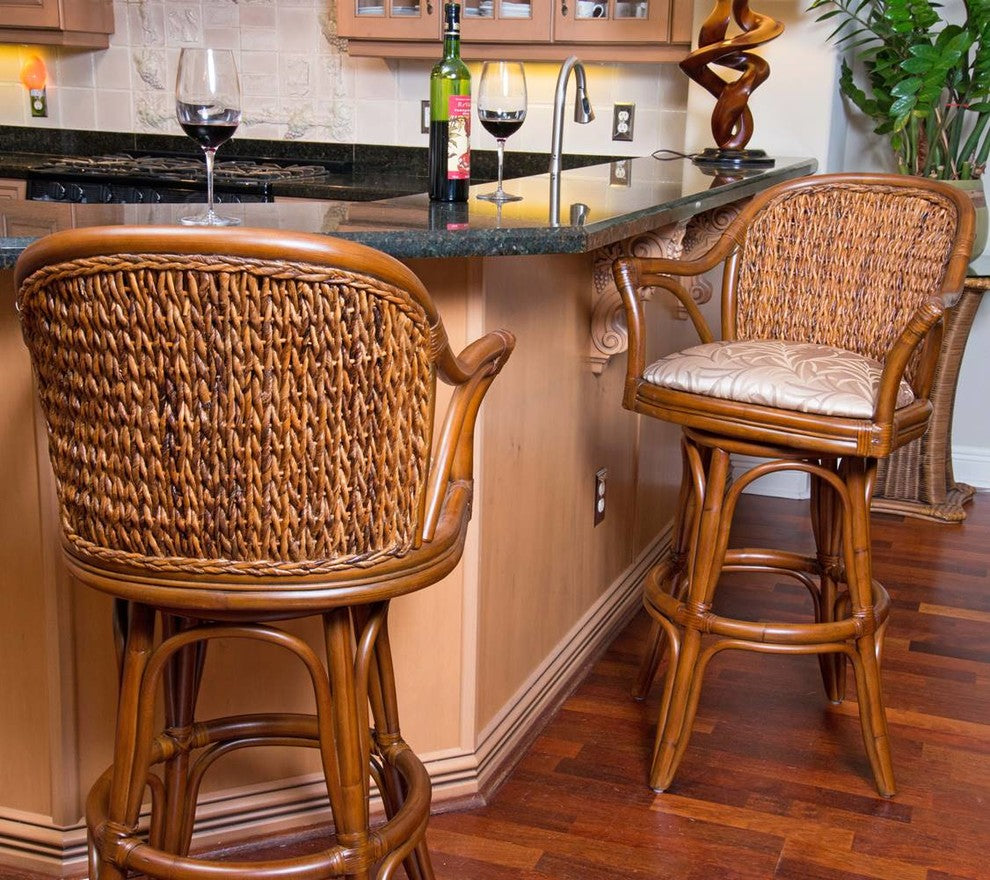 Panama 24" Swivel Barstool In Sienna With Tuvalu Sunset