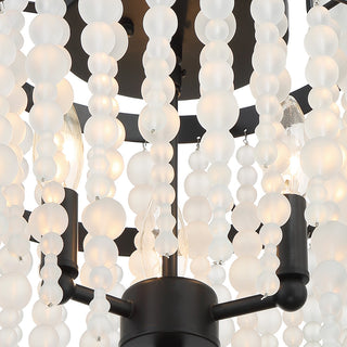 Poppy 3-Light Matte Black Ceiling Mount, Frosted Glass Beads