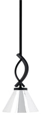 Cavella 1 Light Stem Mini Pendant, Matte Black Finish, 7" Chrome Metal Shade