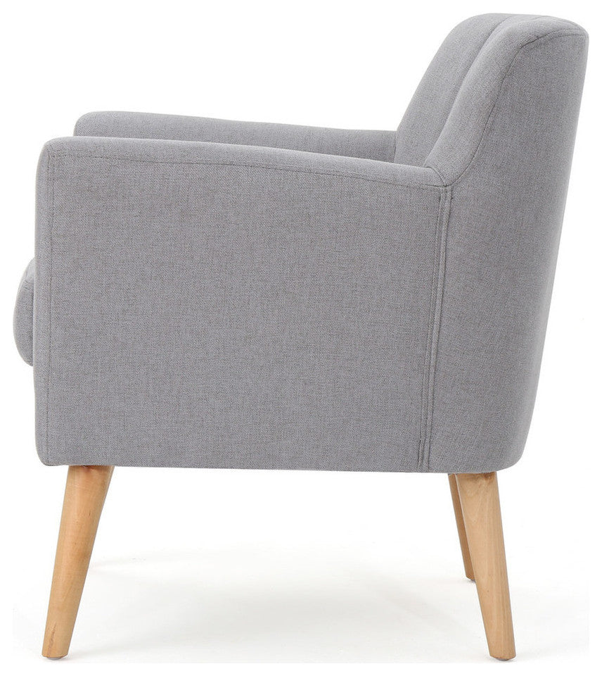 GDF Studio Madelyn Mid Century Modern Fabric Club Chair, Light Gray