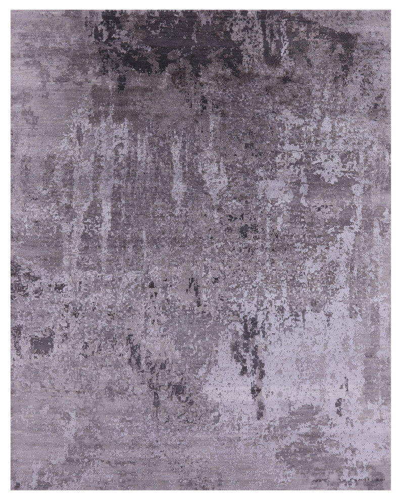 8' 1" X 10' 1" Hand Knotted Wool and Silk Abstract Rug Q7087
