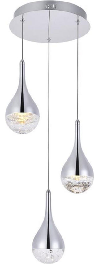 Elegant Lighting Amherst 3 Light Clear LED Pendant in Chrome