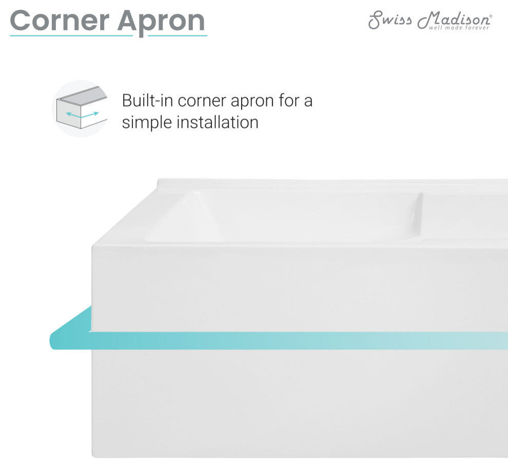 Claire Alcove Corner Apron Tub, Right-Hand Drain