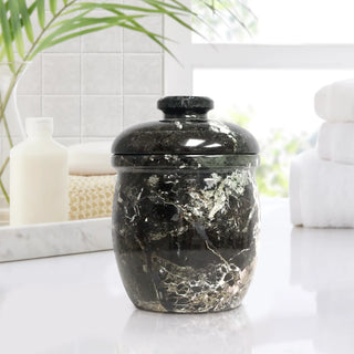 Marble Bathroom Jar, Black Zebra