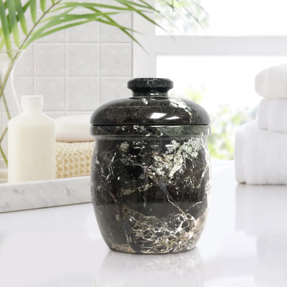 Marble Bathroom Jar, Black Zebra