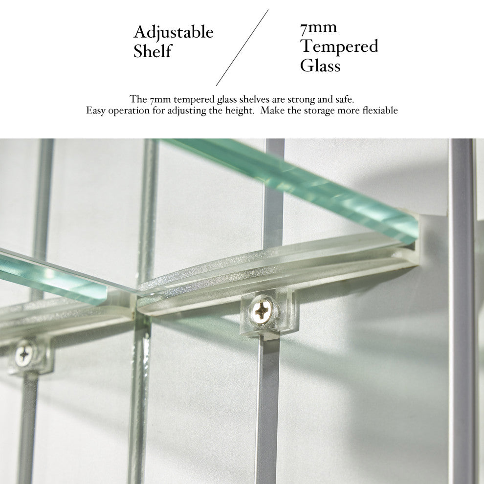 36" Rectangular Aluminum Recessed Mount/Surface Mount Medicine Cabinet