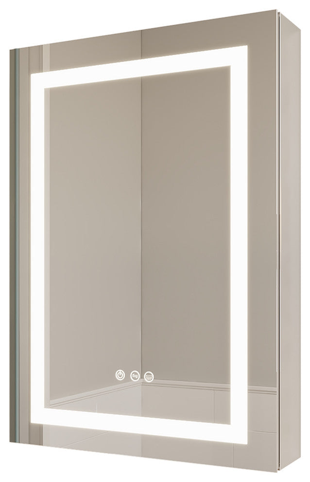 20" Surface/Recessed Mount Aluminum Medicine Cabinet with Mirror and LED Lights