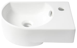 White 16" Small Wall Mounted Ceramic Sink With Faucet Hole