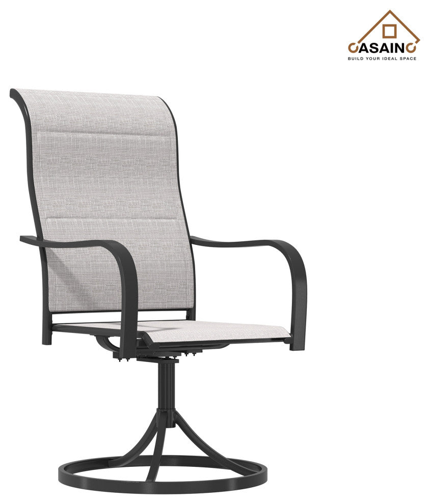 CASAINC 2 Piece Textilene Fabric Iron Frame Swivel Dining Chair