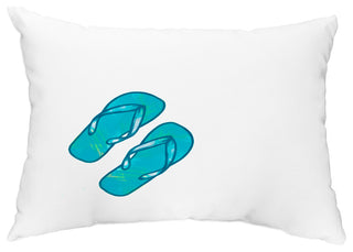 Flip Flops 14"x20" Decorative Coastal Outdoor Throw Pillow, White