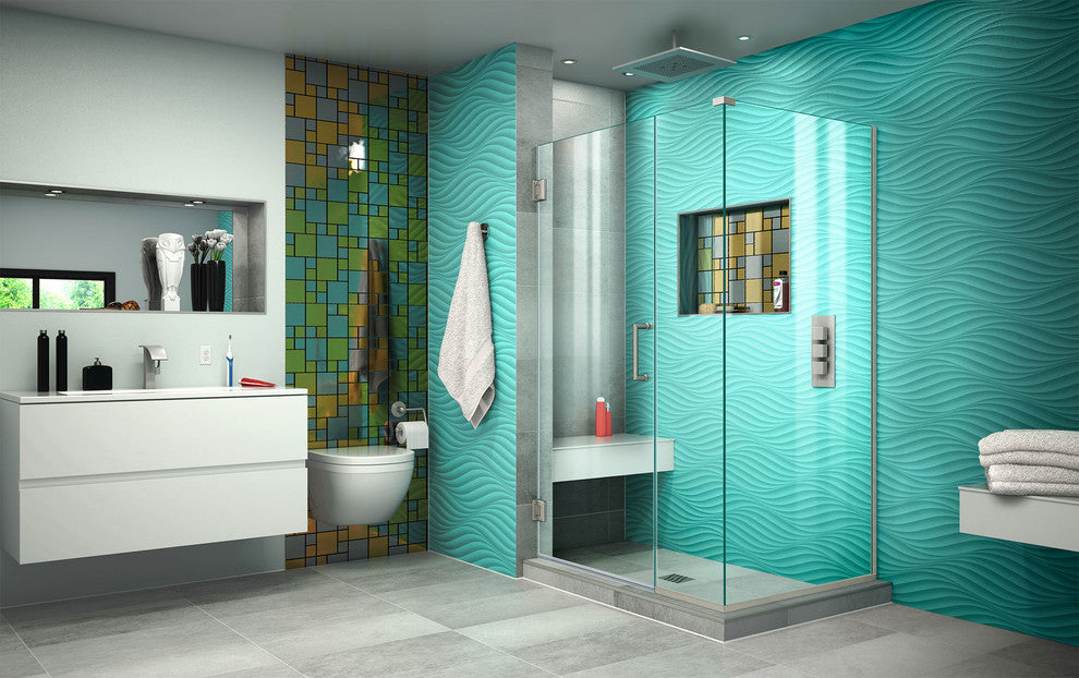 DreamLine Unidoor Plus 41"x34.375"x72" Hinged Shower Enclosure, Brushed Nickel