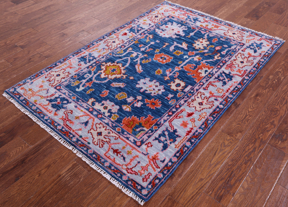 4' 1" X 6' 0" Turkish Oushak Hand Knotted Wool Rug - Q15891