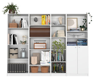 Clawson 4 Piece Living Room Set with 4 Bookcases, White