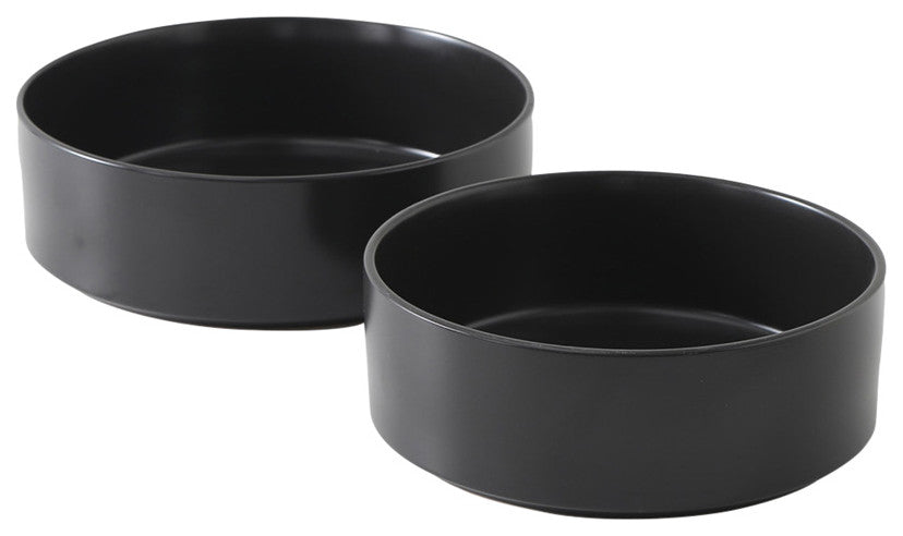 2-Piece Stone Lain Celina Stoneware Service Bowl Set, Black