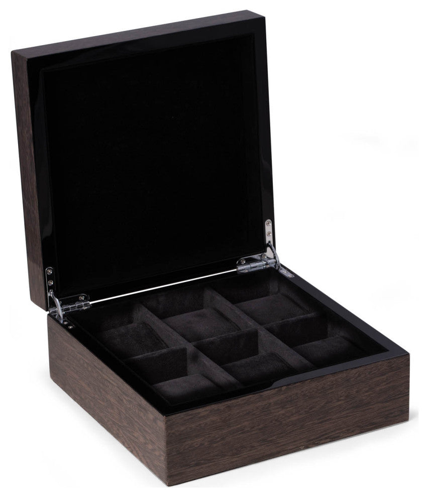 High Lacquered Italian Veneer Watch Box, Storage for up to 6 Watches