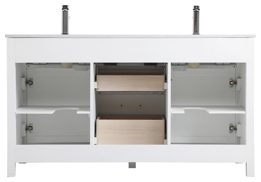60" Double Bathroom Vanity, White