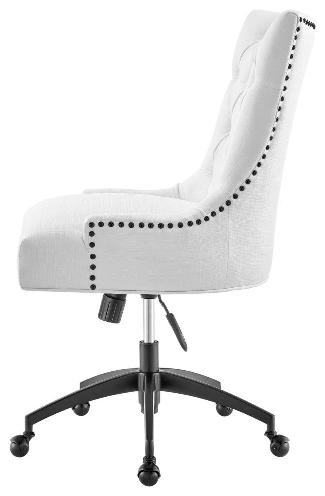 Computer Work Desk Tufted Chair, Fabric, Black White, Home Business Office