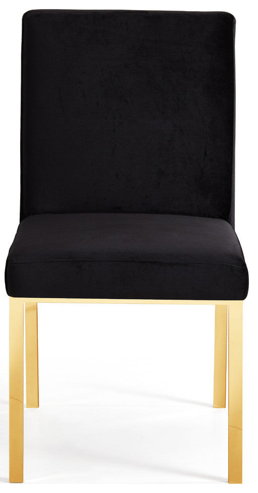 Opal Velvet Dining Chairs, Set of 2, Black, Gold Base
