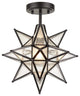 Moravian Star Semi Flush Mount Ceiling Light, Seeded Glass