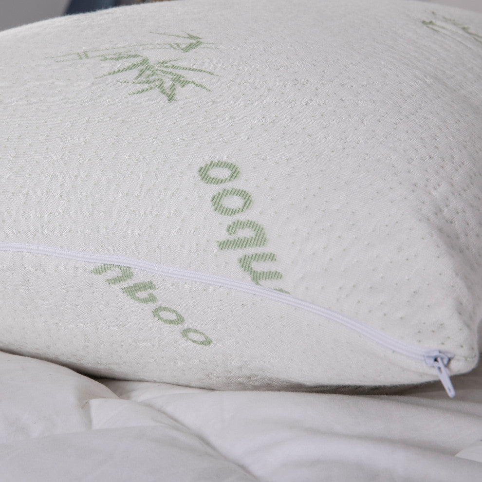 Bamboo Memory Foam Pillow With Removable Cover, 2 Pack, Standard