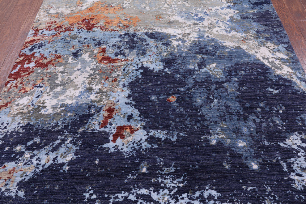 6' 1" X 9' 3" Handmade Modern Wool and Silk Rug Q8887