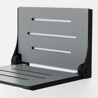 Silhouette Folding Wall Mount Shower Bench Seat, Gray Seat, Matte Black Frame
