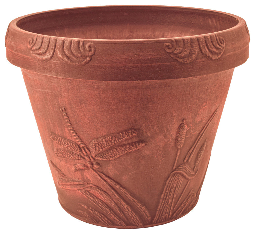 Dragonfly Pot, Terra-Cotta