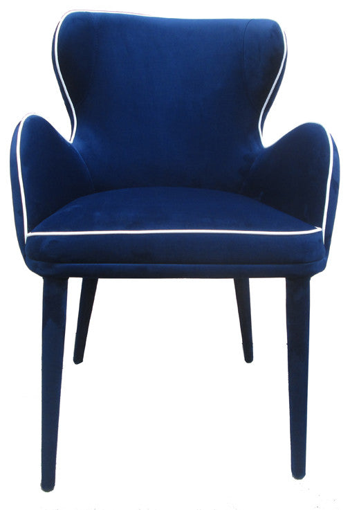 HomeRoots 33" Blue Fabric and Metal Dining Chair