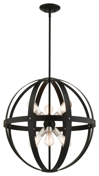 Textured Black Mid Century Modern, Industrial, Rustic Pendant Chandelier