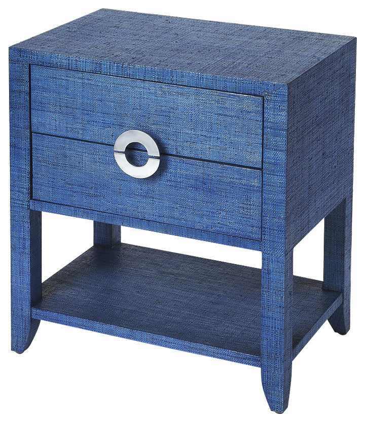 Amelle Blue Raffia End Table