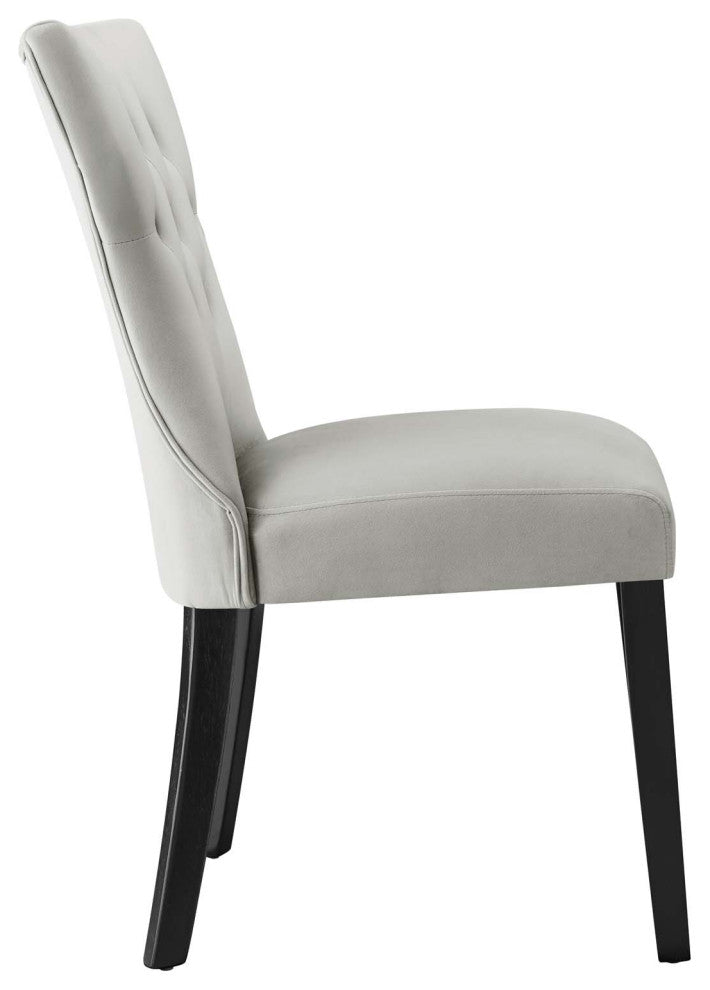 Silhouette Performance Velvet Dining Chairs, Set of 2, Light Gray