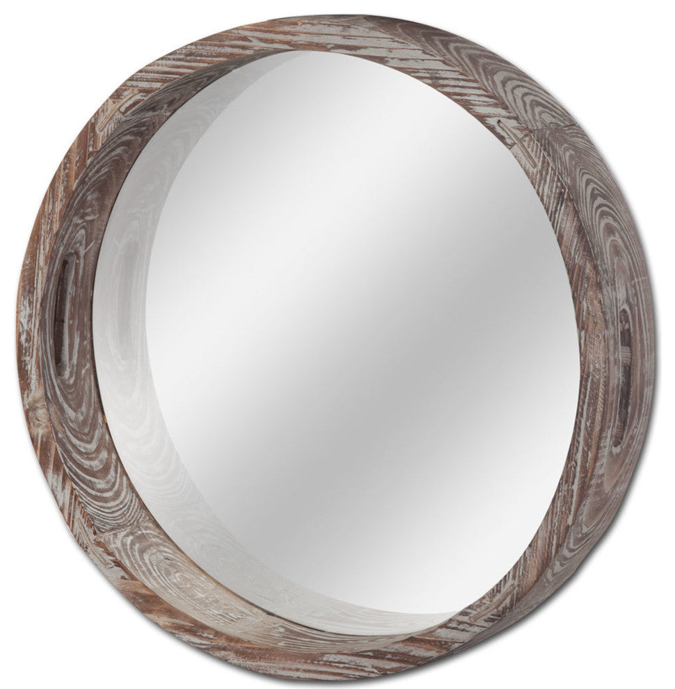 Whittier Brown Wooden Mirrored Base Tray, Small