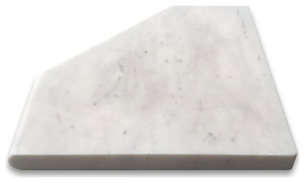 Carrara White Marble 8" Diamond Shower Corner Shelf Soap Dish Bullnose, 1 piece