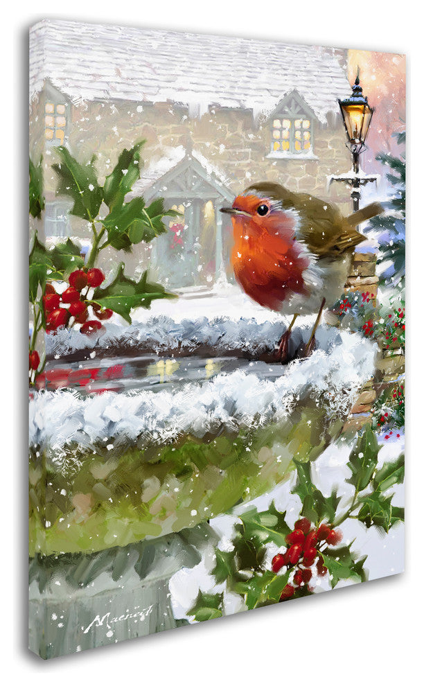 The Macneil Studio 'Robin On Birdbath' Canvas Art, 47"x35"