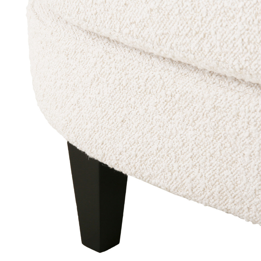 Gerald Boucle Upholstered Club Chair and Ottoman Set, Almond