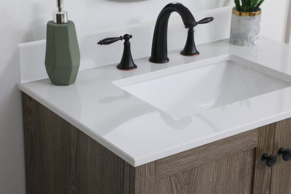 Home Living 30" Single Bathroom Vanity, Weathered Oak With Backsplash
