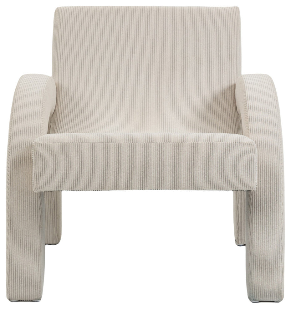 Corduroy Fabric Upholstered Accent Chair, Cream