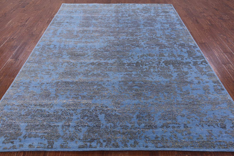 Wool and Silk Modern Handmade Rug 7' 10" X 10' 1" Q9138