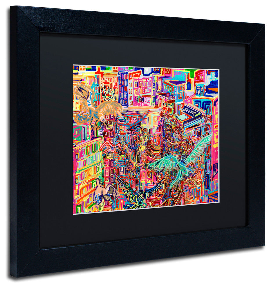Josh Byer 'Friends' Art, Black Frame, Black Mat, 14x11