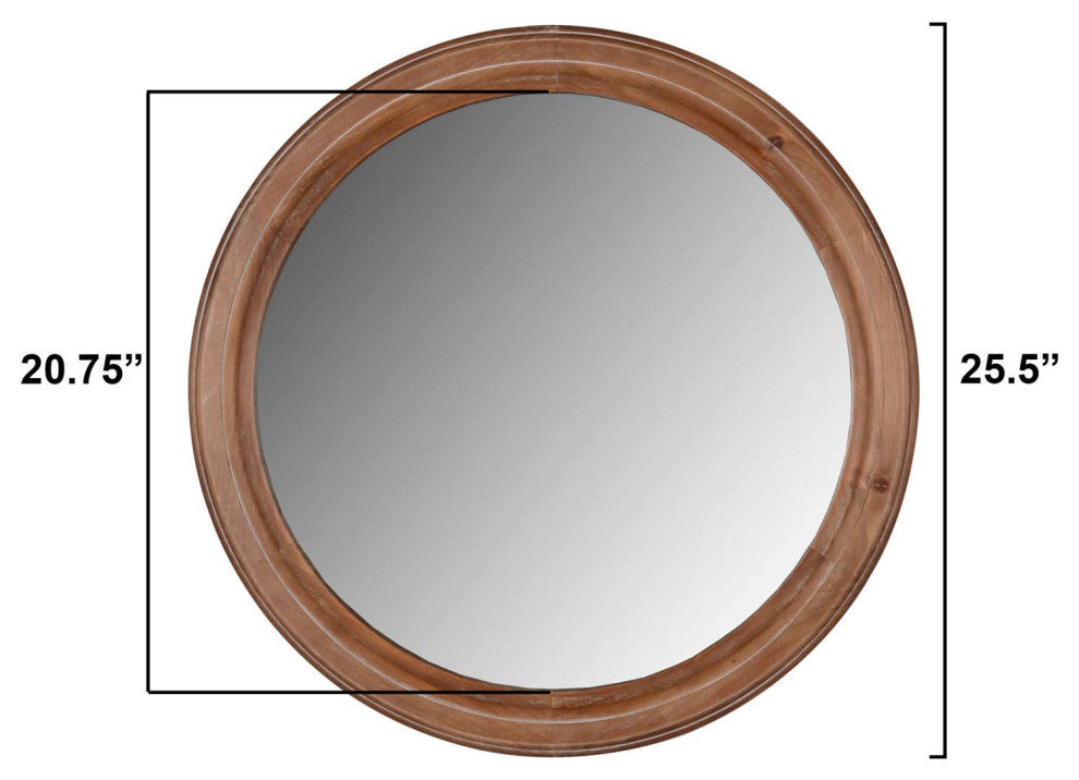 Decorative Round Brown Wooden Mirror