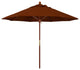 9' Square Push Lift Wood Umbrella, Brick Pacifica